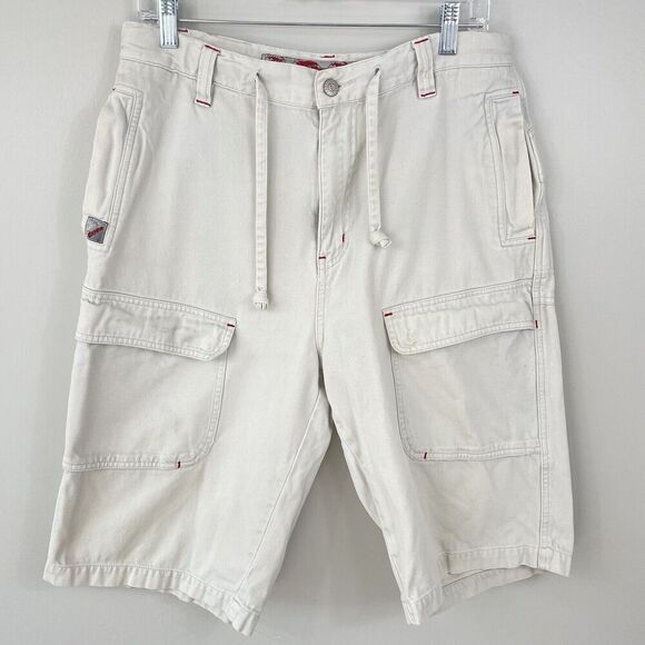 Enyce Cargo Shorts Men 32 Relax Long Utility High Rise Baggy Y2K Skate Off White - Picture 1 of 12
